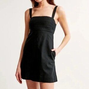 Abercrombie & Fitch Emerson Linen-Blend Skort Dress, Black XXL Tall